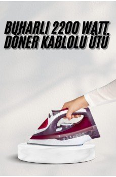 Yeni Nesil Kırmızı Buharlı Ütü 2200 Watt Seramik Tabanlı Yüksek Buhar Gücü