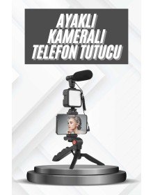 Telefon Tutucu Mikrofonlu Işıklı Youtuber Video Kayıt