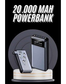 Hızlı Şarj Özellikli 20.000 Mah Dijital Göstergeli USB Girişli Android ve İOS Uyumlu Powerbank