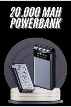 Hızlı Şarj Özellikli 20.000 Mah Dijital Göstergeli USB Girişli Android ve İOS Uyumlu Powerbank