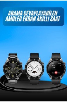 Amoled Ekran 3 Kordonlu Akıllı Saat 5.0 Bluetooth Bağlantılı Android ve İOS Uyumlu