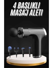 Şarjlı Masaj Tabancası 4 Başlıklı Mini Masaj Tabancası ve Masaj Aleti