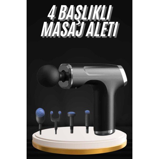 Şarjlı Masaj Tabancası 4 Başlıklı Mini Masaj Tabancası ve Masaj Aleti