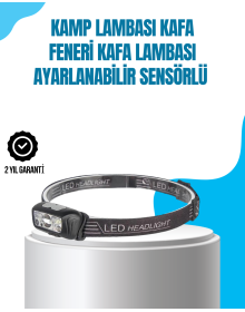 Kamp Lambası Kafa Feneri Kafa Lambası Ayarlanabilir Sensörlü Şarjlı