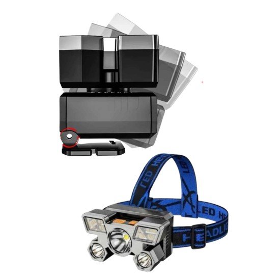 5 LED Far Şarj Edilebilir Güçlü Kafa Lambası Kamp Lambası 4 Modlu