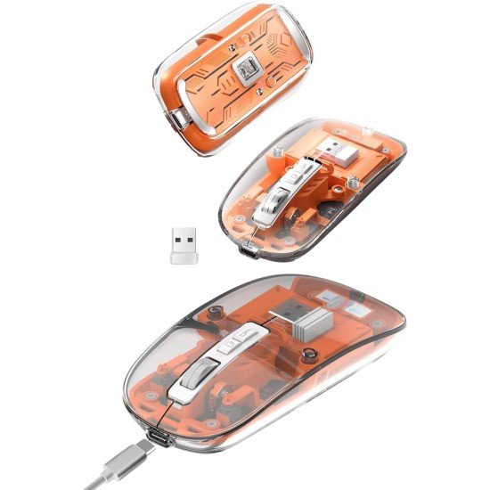 Sessiz Tıklama Çift Modlu Bluetooth Ve Alıcı Şeffaf Mouse Fare Sessiz Tıklama Çift Modlu Bluetooth Ve Alıcı Şeffaf Mouse Fare