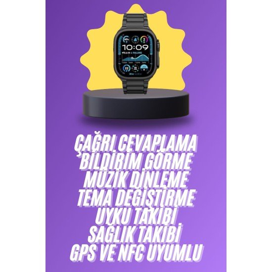 Ultra 3 Kordonlu Amoled Ekran Akıllı Saat Çok Fonksiyonlu Uyku ve Sağlık Takibi