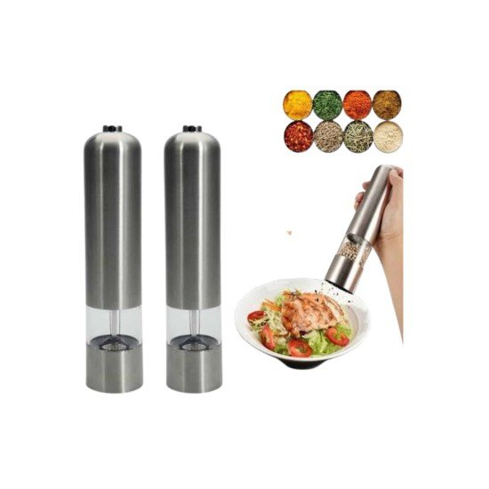 Pilli Tuz Ve Karabiber Öğütücü Baharat Değirmeni Tuzluk Pilli Işıklı Gri Pilli Tuz Ve Karabiber Öğütücü Baharat Değirmeni Tuzluk Pilli Işıklı Gri