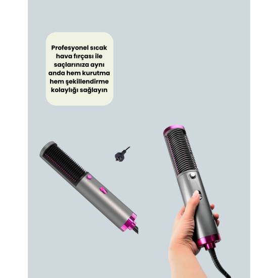 Hacim Veren ve Saç Elektriklenmesini Önleyen Sıcak Hava Fırçası