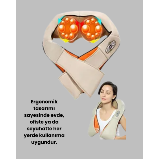 Bel Omuz Boyun Masaj Aleti Ovmalı Isıtmalı Kas Yorgunluğu Giderici
