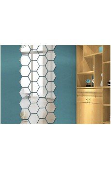 12 Adet Orta Boy Yapışkanlı Dekoratif Akrilik Ayna Altıgen