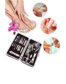 12 Parça Paslanmaz Çelik Kompakt ve Taşınabilir Manikür Makası Tırnak Makası