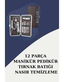 12 Parça Paslanmaz Çelik Kompakt ve Taşınabilir Manikür Makası Tırnak Makası