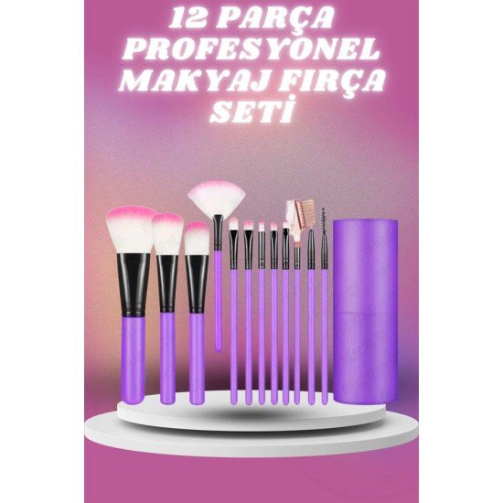12 Parça Profesyonel Makyaj Seti Yumuşak Kıllı Yüz ve Göz Makyajına Uygun