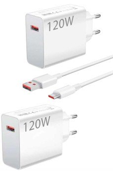 120 Watt Turbo Hızlı Şarj Aleti Seti Hızlı Şarj Adaptörü Beyaz