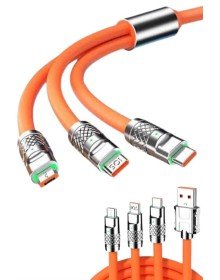 120W 3 İn 1 Uyumlu Silikon Şarj Kablosu Hızlı Şarj Kablosu