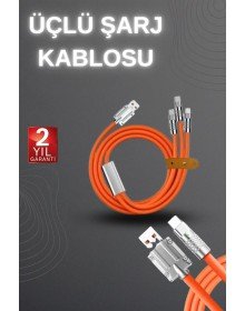 120W Hızlı Şarj Kablosu Turuncu Yüksek Güç Kapasitesi Çoklu Şarj Girişi