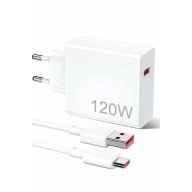 120W Şarj Aleti Hızlı Çift Turbo Şarj Aleti Seti Beyaz