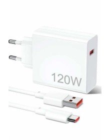 120W Şarj Aleti Hızlı Çift Turbo Şarj Aleti Seti Beyaz