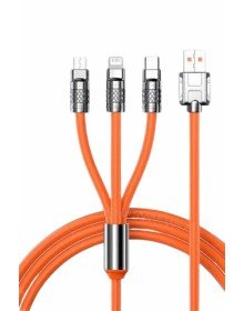 120W Silikon Metal Uçlu LED Işıklı 3 In1 Şarj Kablosu 1.2m