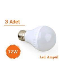 12W Enerji Tasarruflu Led Ampul ( 3 Adet )