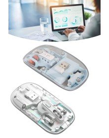 Sessiz Tıklama Çift Modlu Bluetooth Ve Alıcı Şeffaf Mouse Fare