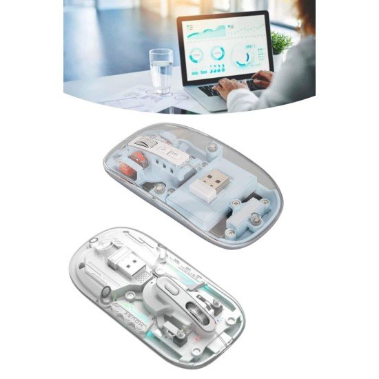 Sessiz Tıklama Çift Modlu Bluetooth Ve Alıcı Şeffaf Mouse Fare Sessiz Tıklama Çift Modlu Bluetooth Ve Alıcı Şeffaf Mouse Fare