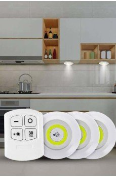 Yapışkanlı 3'lü Spot Led Işık Lamba Montajsız Pilli Uzaktan Kumandalı Yapışkanlı 3'lü Spot Led Işık Lamba Montajsız Pilli Uzaktan Kumandalı