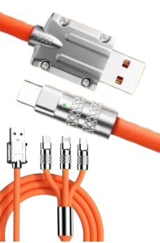 120W 3 İn 1 Uyumlu Silikon Şarj Kablosu Hızlı Şarj Kablosu