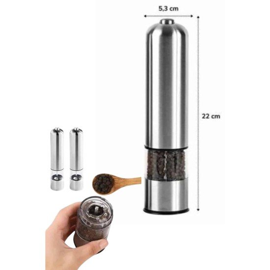 Pilli Tuz Ve Karabiber Öğütücü Baharat Değirmeni Tuzluk Pilli Işıklı Gri Pilli Tuz Ve Karabiber Öğütücü Baharat Değirmeni Tuzluk Pilli Işıklı Gri
