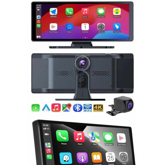 4K 10.2 İnç Çift Kameralı Araç Multimedya Ekranı CarPlay Kablosuz Tüm Cihazlara Uyumlu 4K 10.2 İnç Çift Kameralı Araç Multimedya Ekranı CarPlay Kablosuz Tüm Cihazlara Uyumlu
