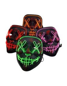 Led Işıklı Neon Maske Cadılar Bayramı Maskesi Korkunç Korku Maskesi