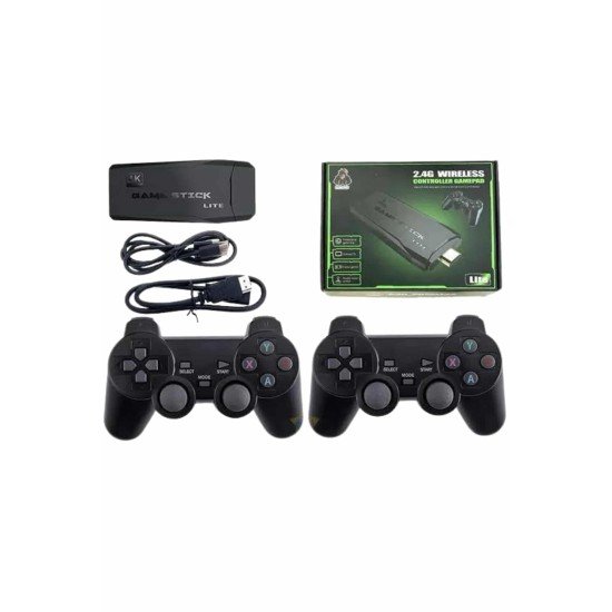 4k Game Stick Oyun Konsolu 2.4g Kablosuz Çift Kol Nostaljik Oyunlar