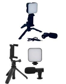 Telefon Tutucu Mikrofonlu Işıklı Youtuber Video Kayıt