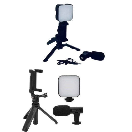 Telefon Tutucu Mikrofonlu Işıklı Youtuber Video Kayıt