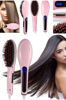 Elektrikli Saç Düzleştirici Tarak Saç Düzleştirici Fırça Sıkı Dişli Pembe