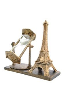 Retro Eyfel Kulesi Ve Kum Saati Dekoratif Ahşap Görünümlü Masa Biblosu Retro Eyfel Kulesi Ve Kum Saati Dekoratif Ahşap Görünümlü Masa Biblosu