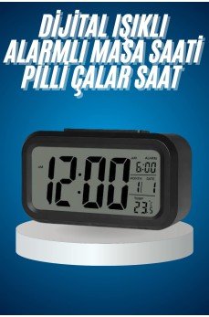 Işıklı Dereceli Masa Ofis Saati Alarmlı Termometre Takvim Çalar Saat