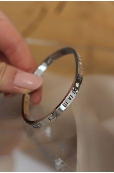 316L Çelik Roma Rakamlı Silver Renk Bilezik Kelepçe