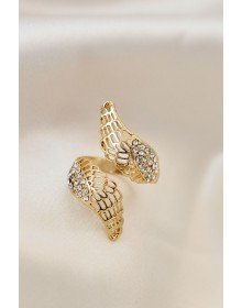 Ayarlamalı Gold Renk Metal Zirkon Taşlı Kanat Yüzük