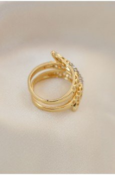Ayarlamalı Altın Renk Metal Zirkon Taşlı Yüzük