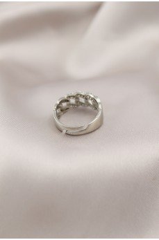 Gümüş Renk Metal Zincir Model Taşlı Kadın Yüzük Gümüş Renk Metal Zincir Model Taşlı Kadın Yüzük