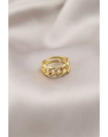 Gold Renk Metal Zincir Model Taşlı Kadın Yüzük