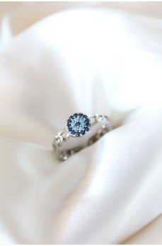 Zirkon Taşlı Nazarlı Gümüş Kaplama Kadın Yüzük