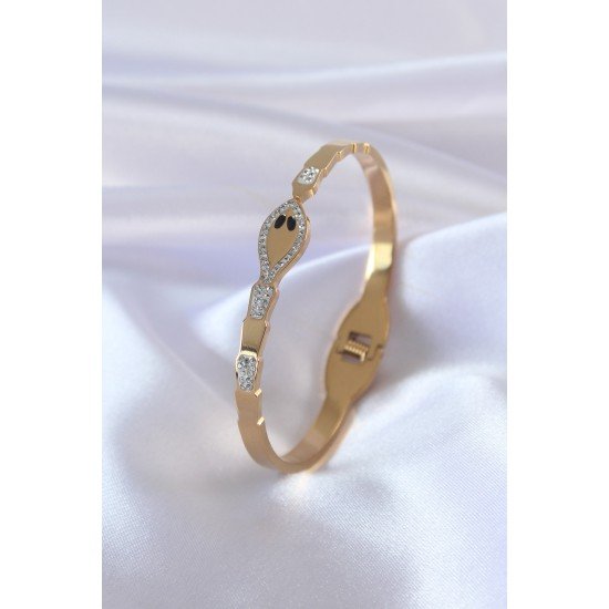 316L Çelik Gold Renk Yılan Model Zirkon Taş Detay Kadın Kelepçe 316L Çelik Gold Renk Yılan Model Zirkon Taş Detay Kadın Kelepçe