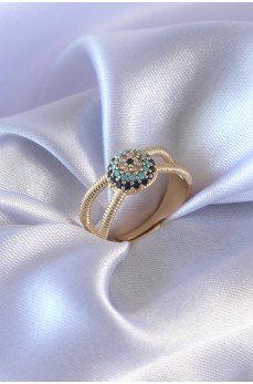 Gold Renk Nazar Boncuk Model Kadın Yüzük Gold Renk Nazar Boncuk Model Kadın Yüzük