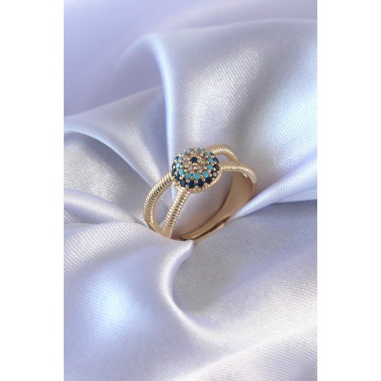 Gold Renk Nazar Boncuk Model Kadın Yüzük Gold Renk Nazar Boncuk Model Kadın Yüzük