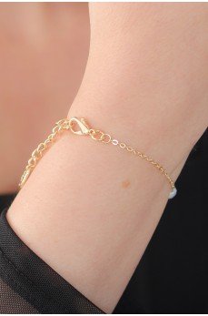 Gold Renk İnci Boncuk Model Kadın Bileklik
