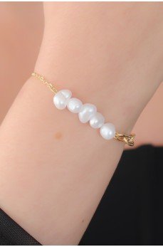Gold Renk İnci Boncuk Model Kadın Bileklik