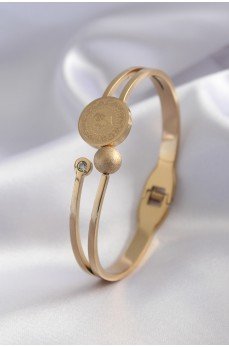 316L Çelik Gold Renk Çeyrek Altın Zirkon Taş Detay Kadın Kelepçe 316L Çelik Gold Renk Çeyrek Altın Zirkon Taş Detay Kadın Kelepçe